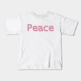 Peace Typography in Pink Daisy Flowers Kids T-Shirt